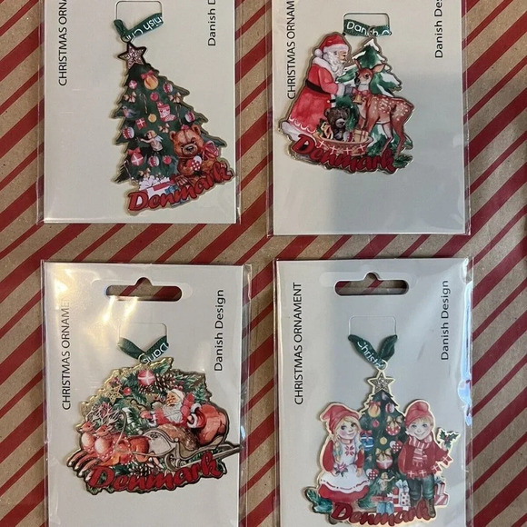 NEW Set of 4 Royal Collection Design Denmark Old Fashion Christmas Ornaments - Picture 1 of 6